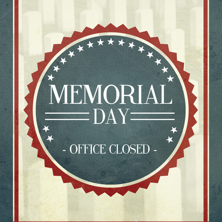 closed in observance of memorial day sign Closed county memorial 29th